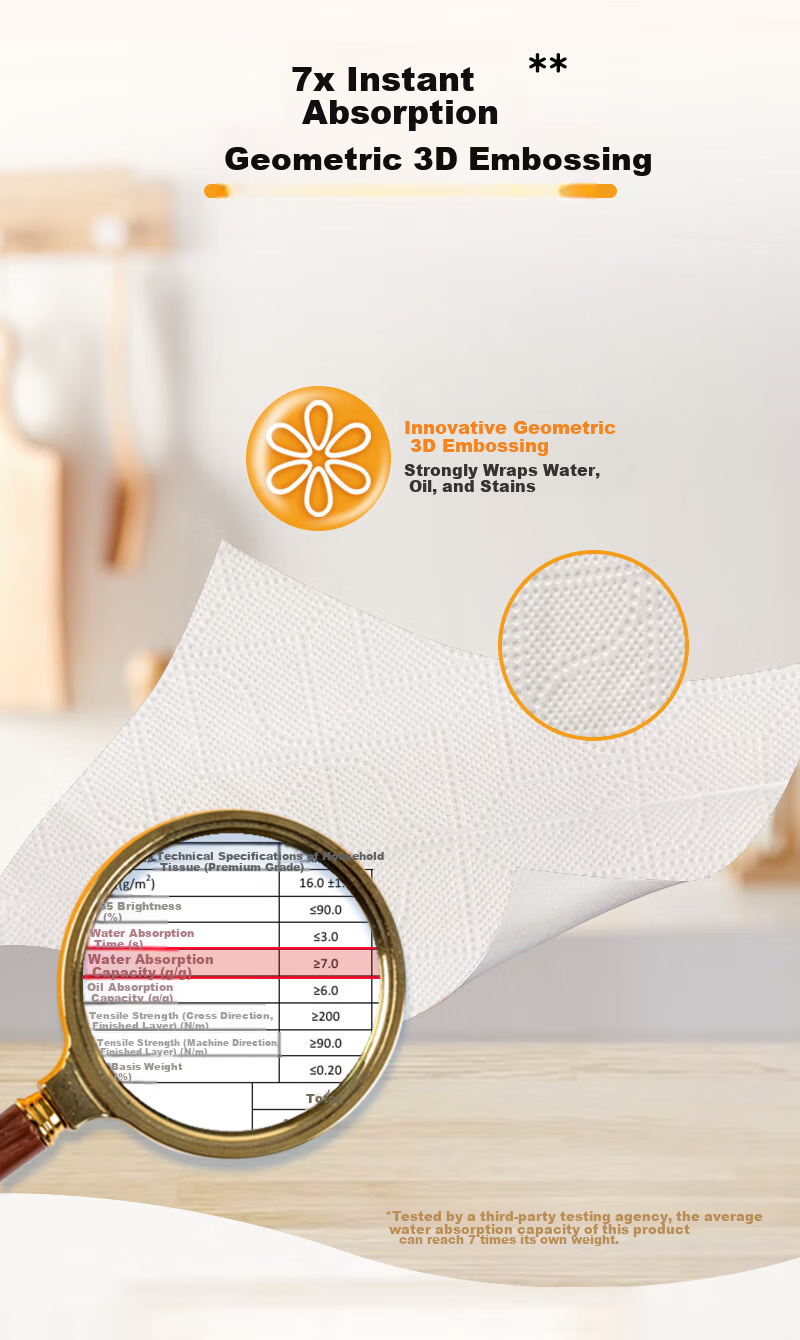 May Flower Kitchen Paper Towels 3-Ply 150 Sheets x 4 Packs Hanging Dispenser Box Oil Absorbent Food Safe 3