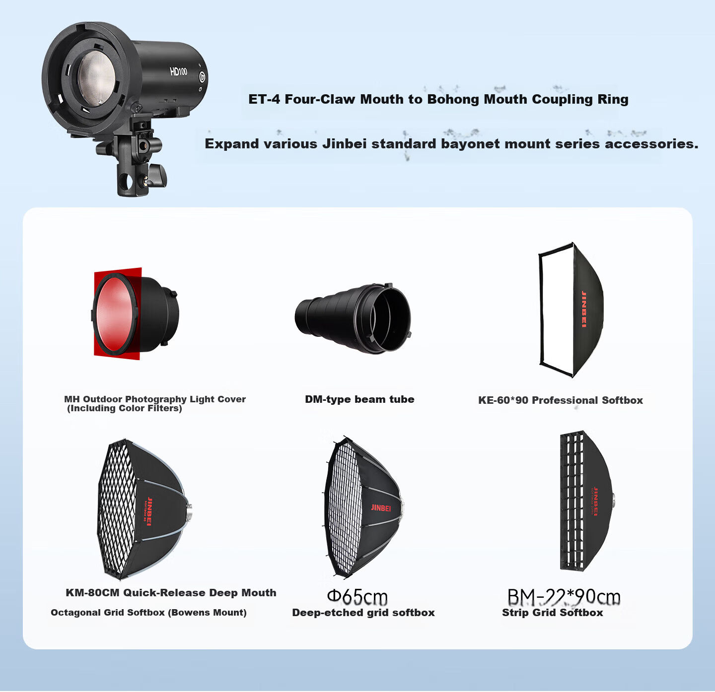 JINBEI HD100 Portable Off-Camera Flash LED Fill Light Lithium Battery TTL High-Speed Photography Camera Lighting Indoor Outdoor HD-100MAX Standard Kit 20
