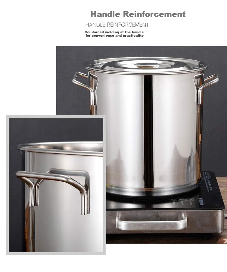 Universal 304 Stainless Steel Commercial Large Soup Pot 36x23cm with Lid Stewing Pot Round Bucket Rice Bucket Braised Meat and Marinade Bucket Canteen Oil Bucket 11