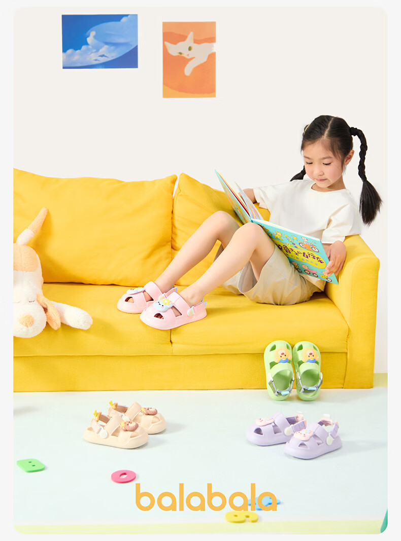 Balabala Kids Slippers Boys Summer Toddler Girls Closed-Toe Home Shoes Outdoor Baby Clog Sandals Children Cool Slippers 3