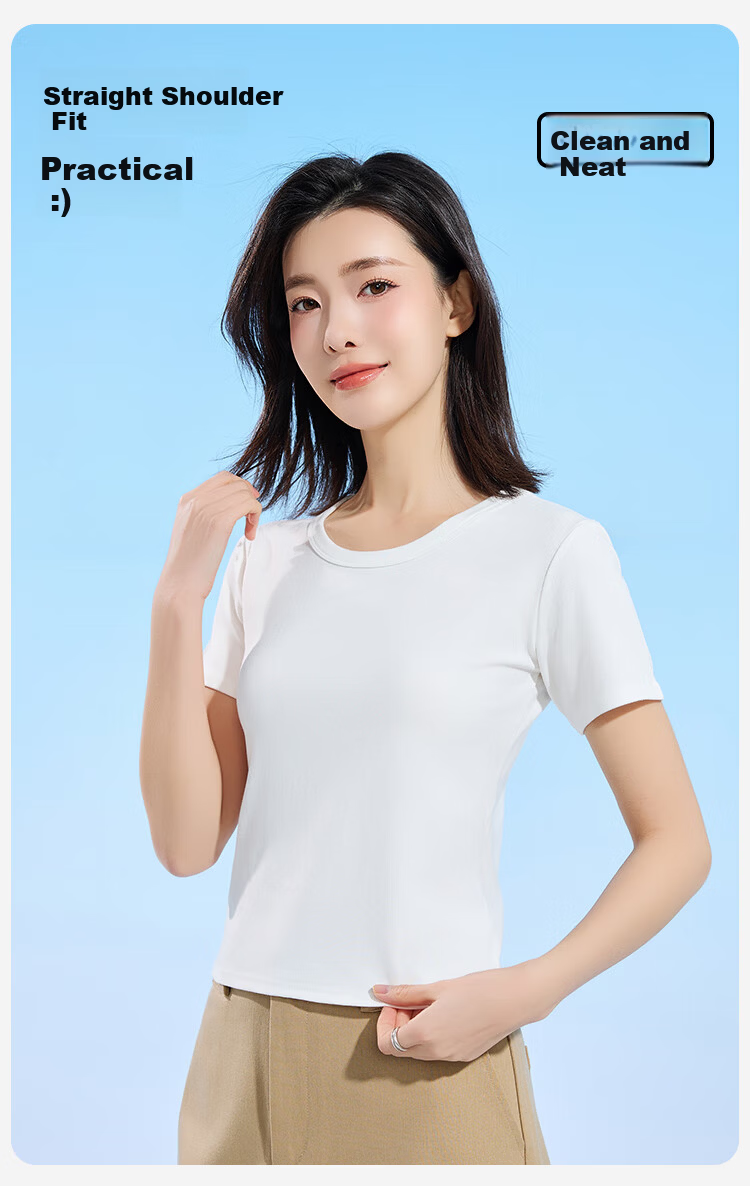 Urban Beauty Women's Seamless Ice Silk Short Sleeve Round Neck T-Shirt Spring Summer Loose Fit XL 8
