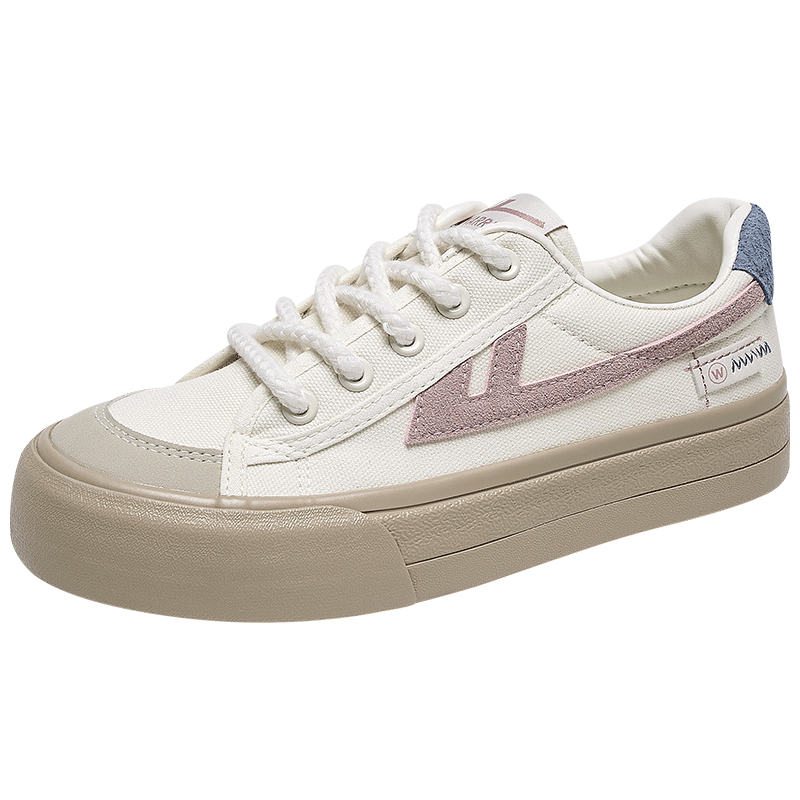 Warrior Canvas Shoes Women 2026 Spring New Fashion Thick Sole Versatile White Sneakers Ladies Skate Shoes 581 Pink 35