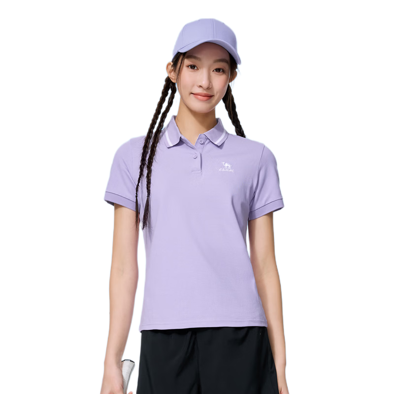 CAMEL Women's Sports Quick-Dry Polo Shirt, Casual Short Sleeve T-Shirt with Collar, Frost Purple, Size M, Model C26BAXLN033
