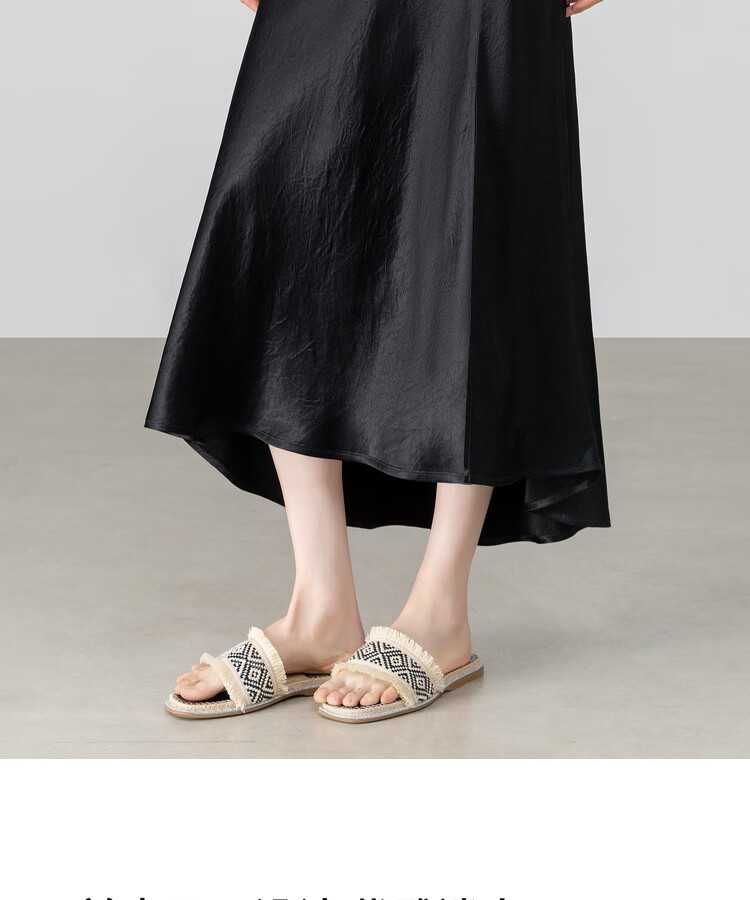 Shangdu Bira Pure Acetate Glossy A-Line Midi Skirt for Women Spring Summer Luxury Commuter Textured Satin Slit Slimming Skirt 8