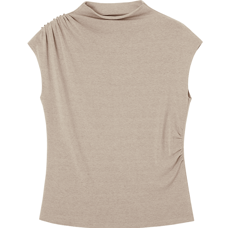 Demana [Lyocell Wool Blend] Spring Turtleneck Short Sleeve Slim Fit Stretch Slimming Women's T-Shirt Premium Feel