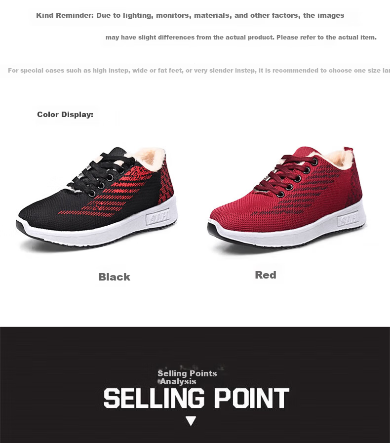FOOTOPPO Women's Sports Cotton Shoes Elderly Winter Warm Plush Casual Shoes for Moms 1