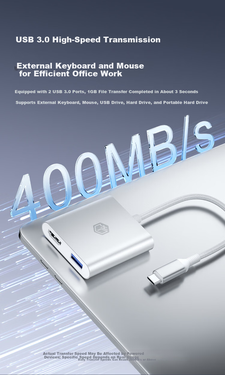 JD Jingzao 4-in-1 Type-C Hub HDMI USB 3.0 PD Adapter for MacBook iPhone Projector USB-C Splitter Dock 5