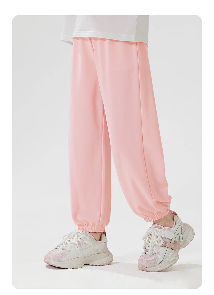 BOBDOG Girls Summer Outfit New Short Sleeve Sports Pants Two-Piece Set Pink+Black 140 20
