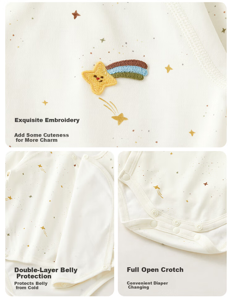 Weishi Muni Newborn Baby Long Sleeve Bodysuit Spring Autumn Triangle Romper Pajamas 3