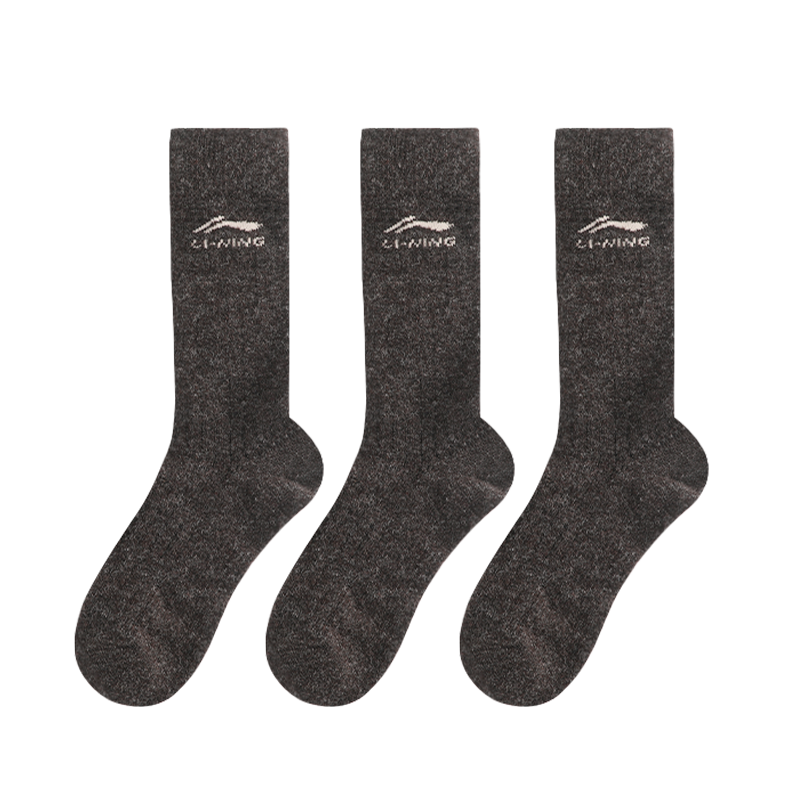Li-Ning Wool Socks Unisex Winter Thermal Insulated Mid-Calf Heated Terry Sports Socks