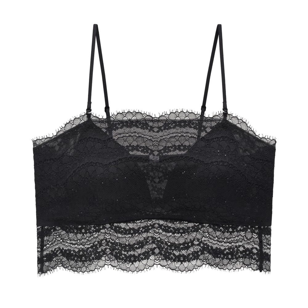 Manifen Sexy Lace Strapless Bra Thin Anti-Exposure Backless Mini Mango Cup Skin-Friendly Removable Strap Bra Camisole