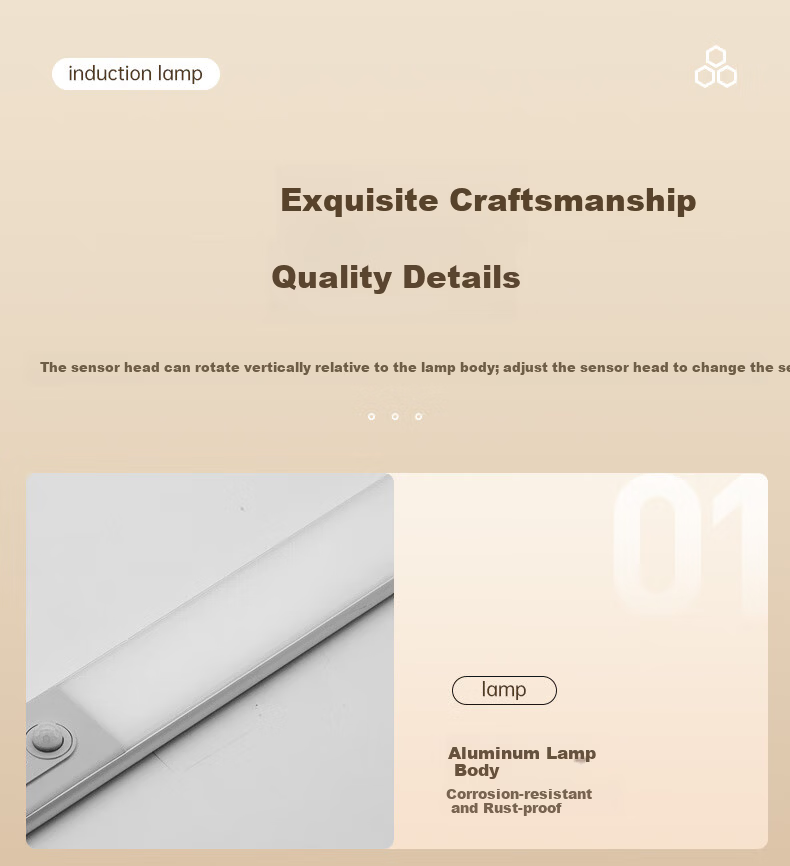 CHNT Induction Cabinet Light LED Ultra-thin Cool Light USB Rechargeable Night Light Emergency Magnetic Wardrobe Kitchen Nursing Lamp 3W 24
