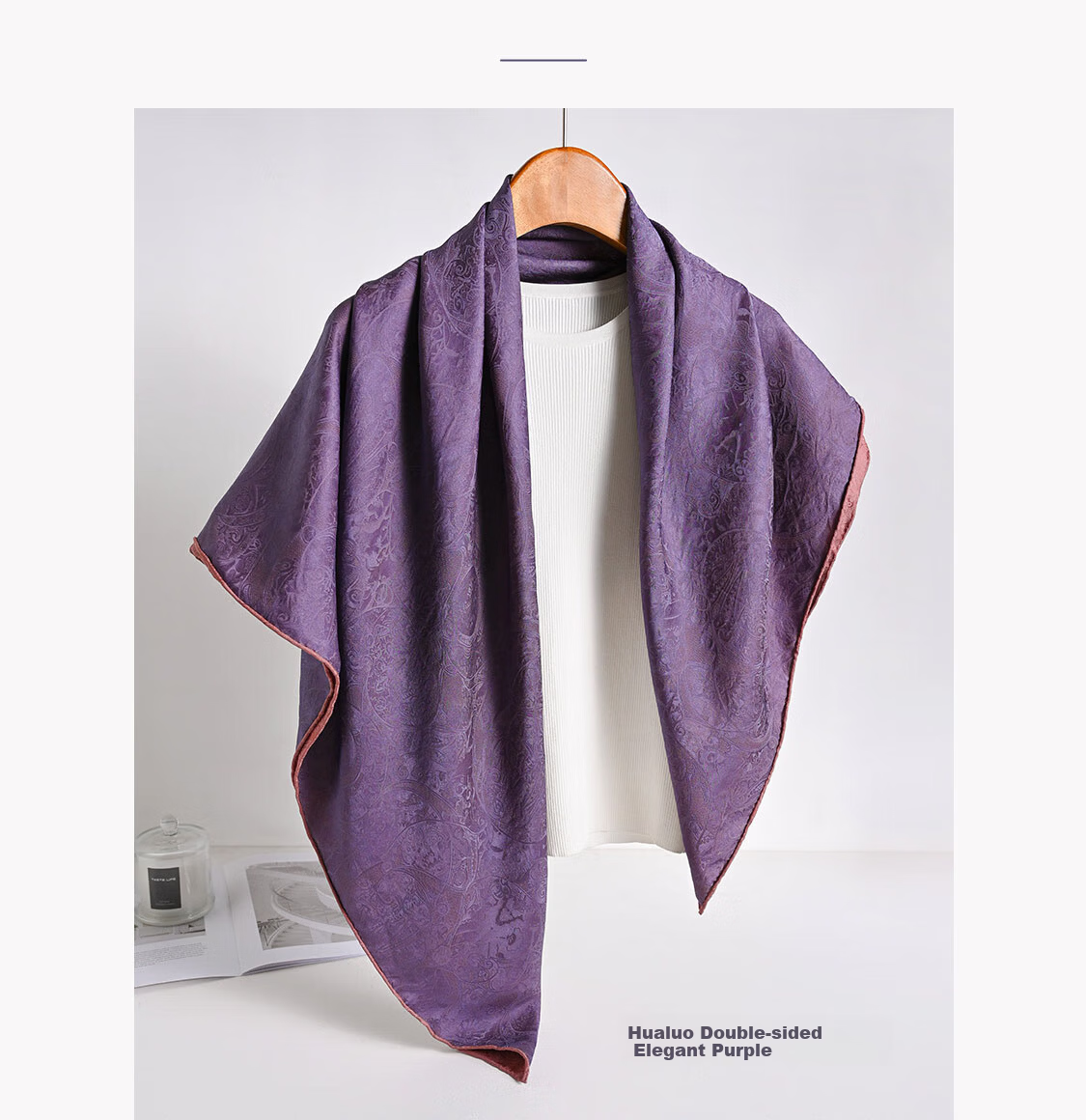Hangsi Mansion Pure Silk Mulberry Silk Scarf Inner Wear Square Scarf Gift for Mom Women's Day Birthday Luxury Gray Floral 15