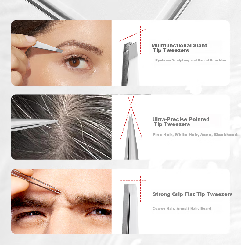 ZWILLING Flat Tip Eyebrow Tweezers Stainless Steel Anti-Slip Eyebrow Grooming Tool Beard Hair Removal Beauty Tool Germany 8