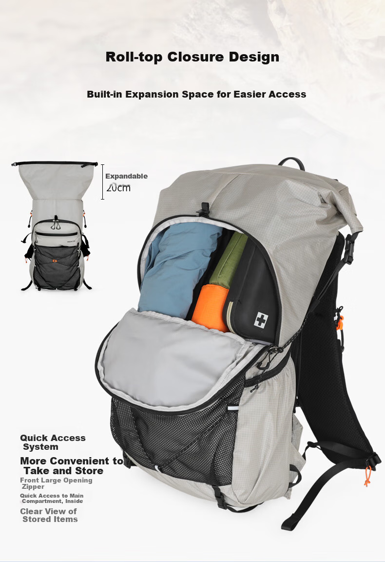 INOXTO Eagle 25L Suspended Back Professional Breathable Lightweight Hiking Mountaineering Travel Backpack 8122 Light Gray 6