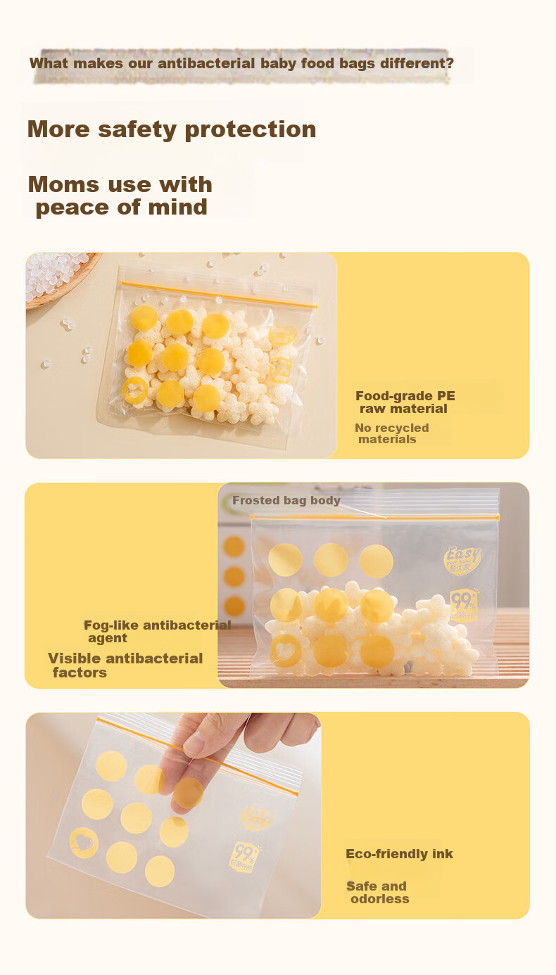 Eyoujia Baby Antibacterial Food Storage Bags Supplement Bags Fresh-Keeping Transparent Vitamin Pill Bags 3