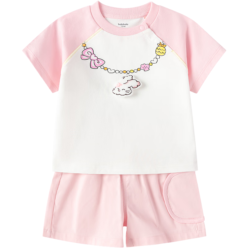 Balabala Kids Short Sleeve Set Baby Summer 2026 New Boys Girls T-Shirt and Pants Two-Piece Trendy Outfit
