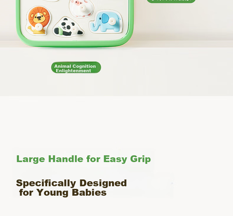 BG-BABYGO Montessori Early Education Animal Matching Puzzle Baby Building Blocks Food-Grade Silicone Chewable Educational Toy 9