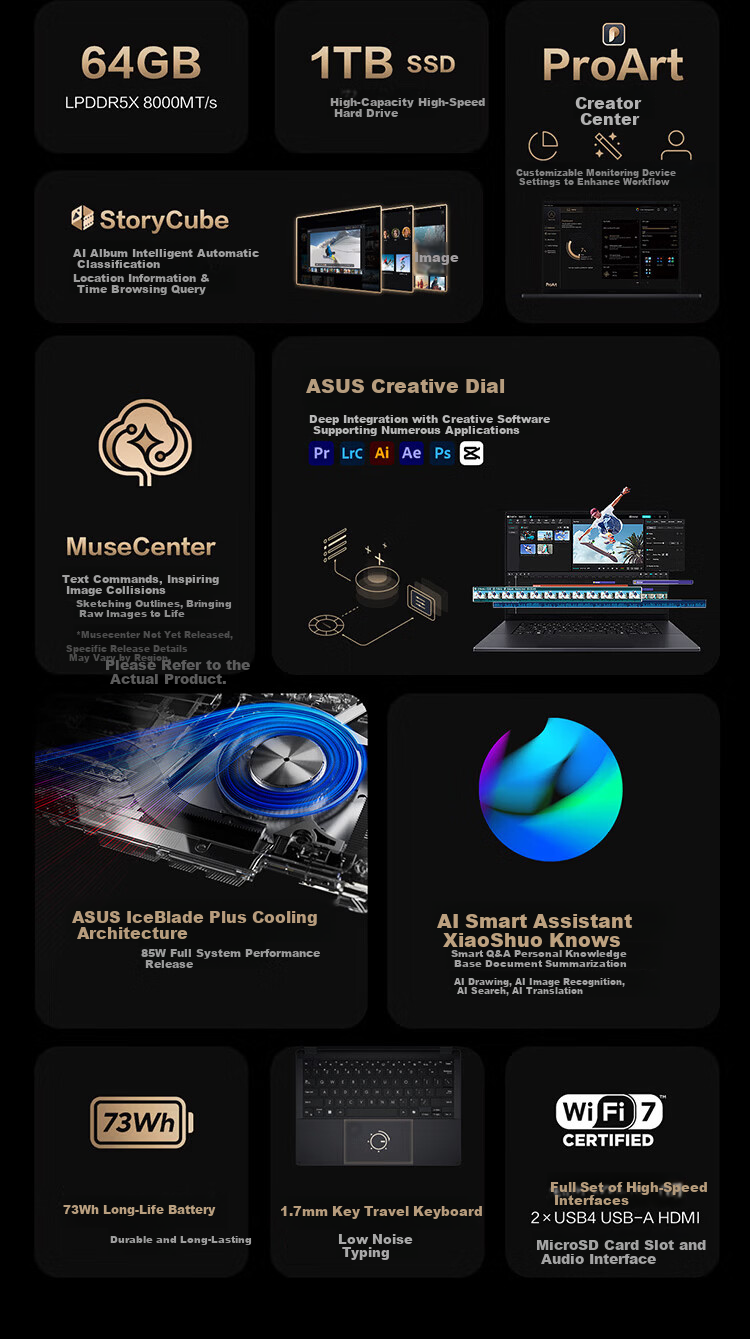 ASUS ProArt Creator X 2026 2-in-1 AI Creative Laptop 14" Snapdragon X2 16GB 1TB 2.8K 144Hz Touch OLED 2