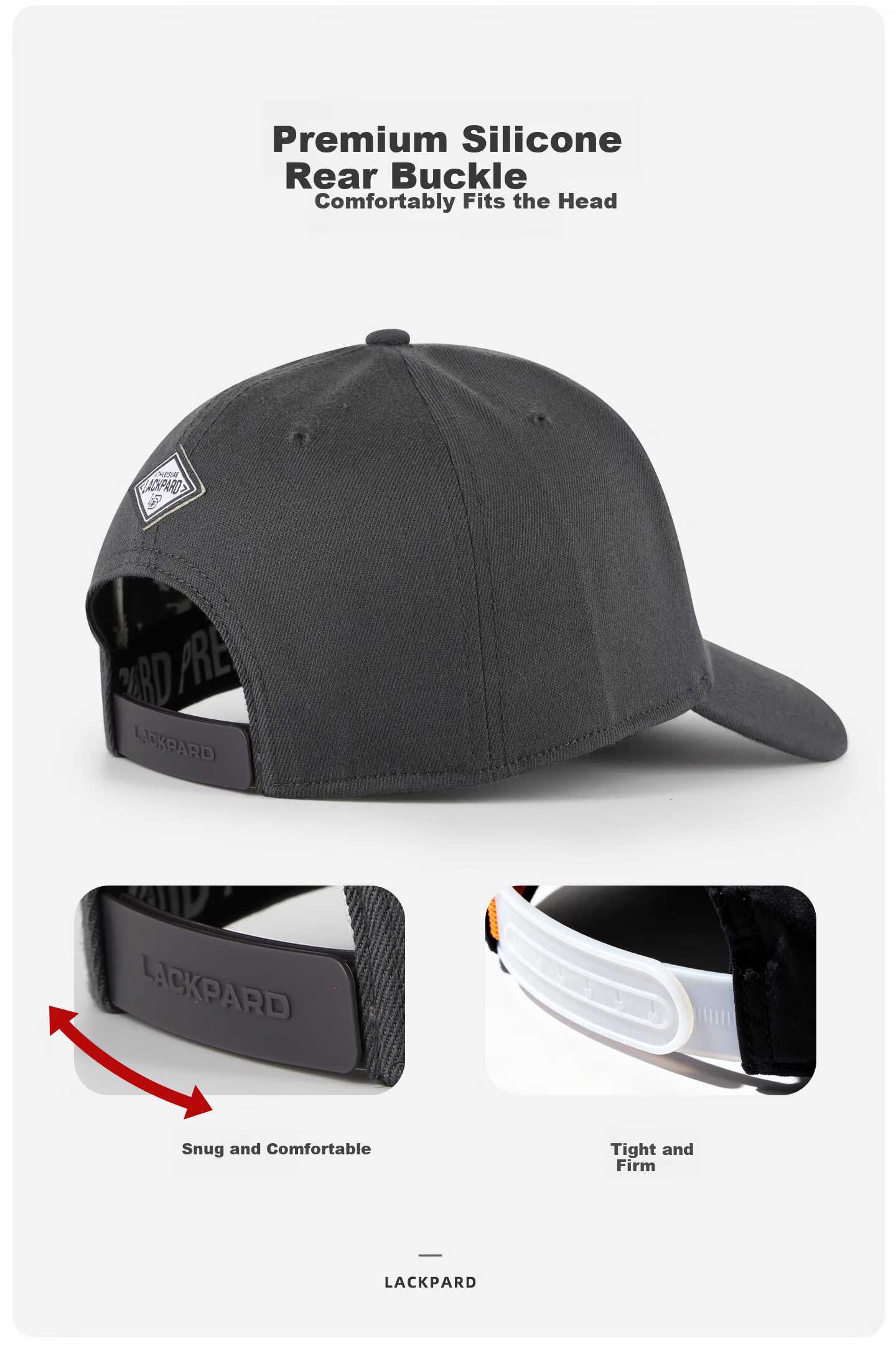 LACKPARD Men's Outdoor Water-Repellent Baseball Cap Adjustable Elastic Large Head Black - Lightweight 8