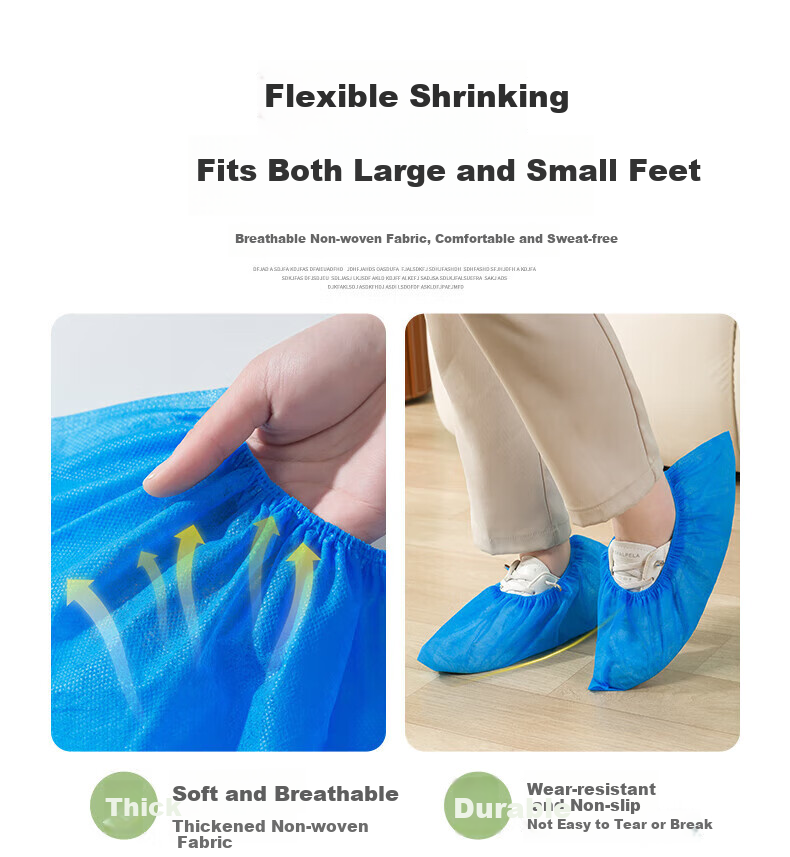 JAJALIN Non-Woven Large Shoe Covers 200pcs Disposable Thickened Dustproof Breathable Indoor Wear-Resistant Non-Slip Foot Covers 7
