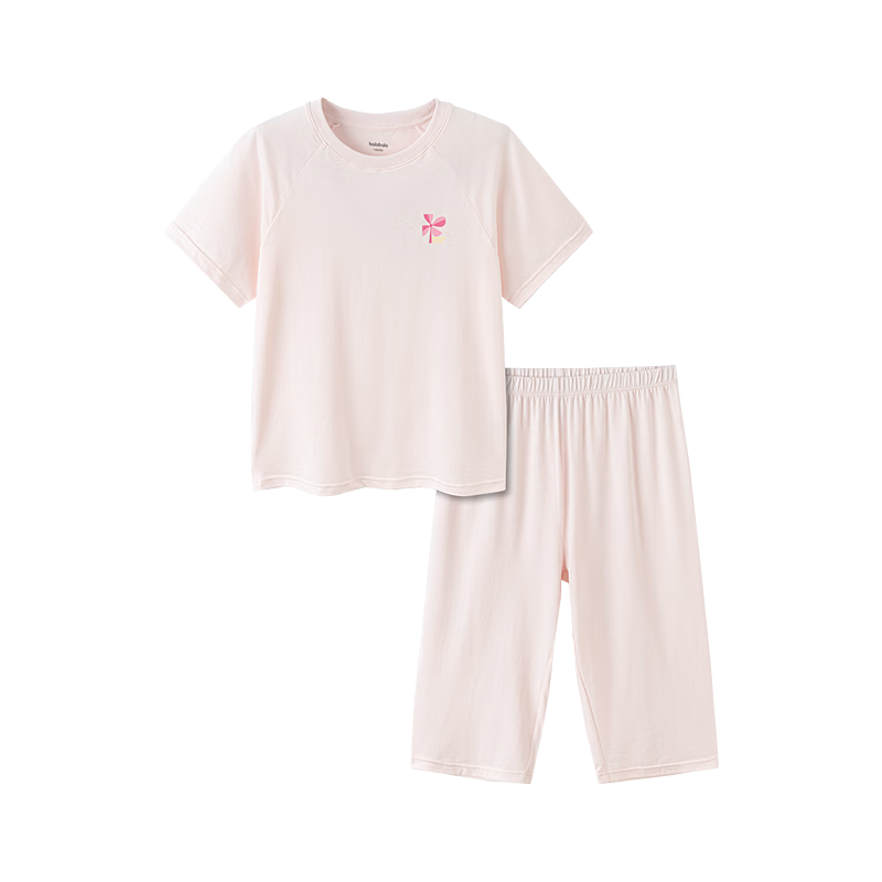 Balabala Kids Summer Pajama Set Air Conditioning Clothes Boys Girls Homewear Baby Short Sleeve Shorts Comfortable Lenzing Lyocell Skin-friendly