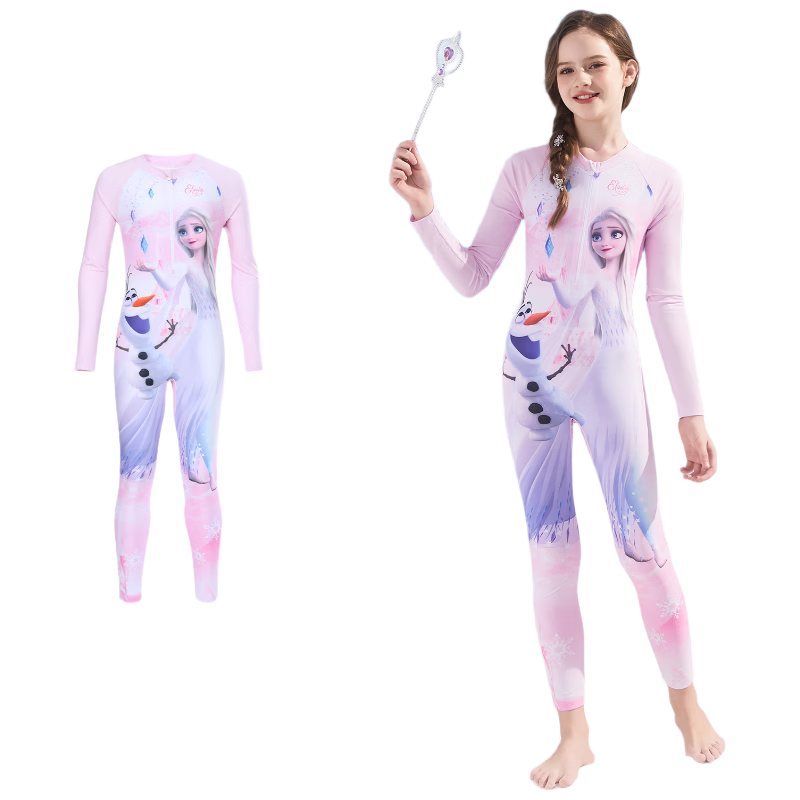 Disney Kids Girls Warm Sunscreen One-Piece Long Sleeve Long Pants Swimsuit D36662S2F Light Pink 120