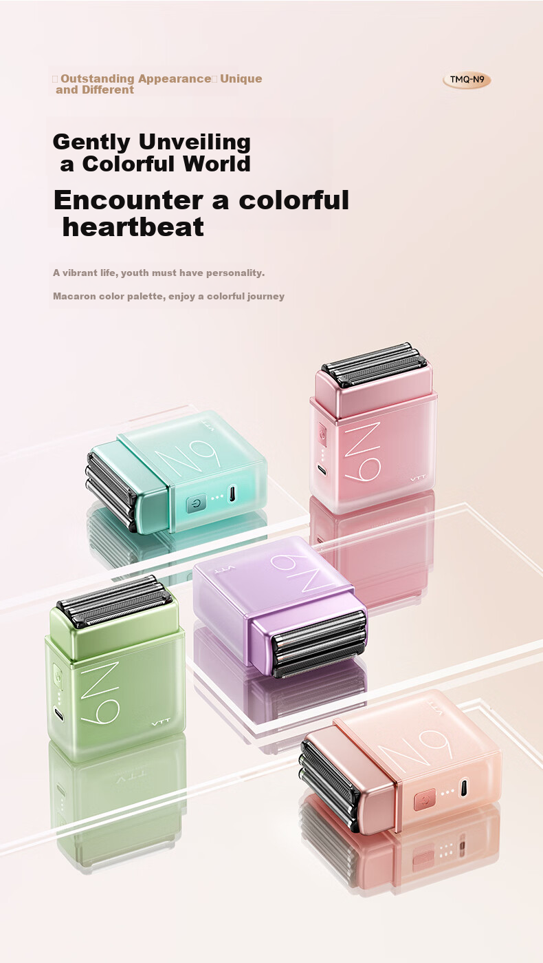 VTT Electric Hair Removal Shaver Reciprocating 3-Head Air9 Clean Shave Smart Mini Portable Epilator for Home Full Body Lips Armpits Legs Private Wet Hair Removal Gift for Men and Women 7