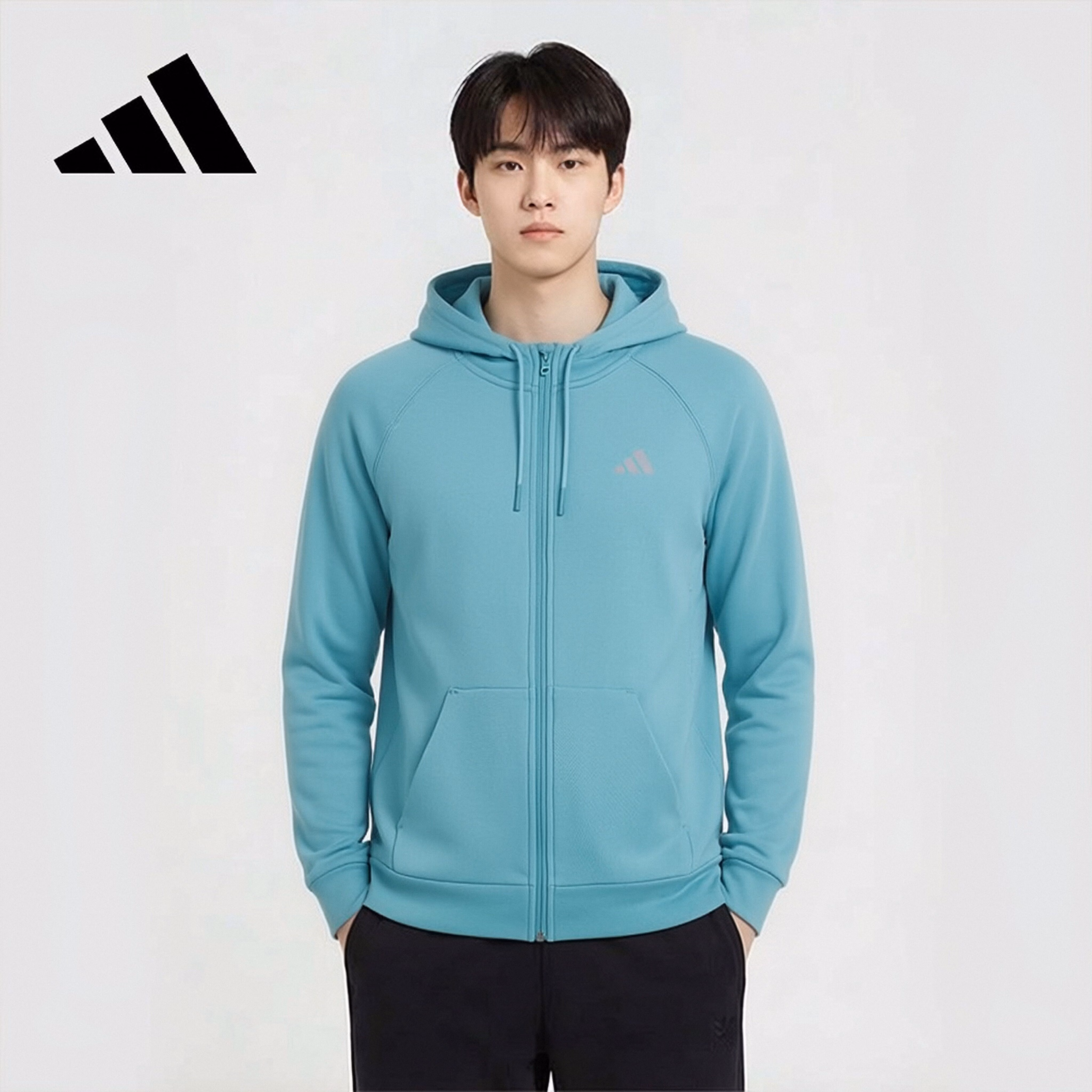 Adidas Men's Knit Hoodie Jacket Casual Sportswear JE6660 Light Mint 3XL