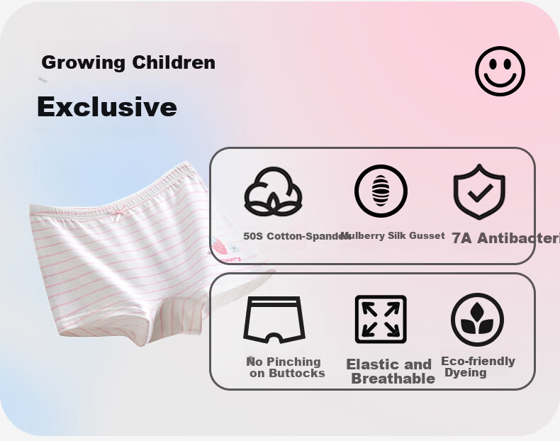 Inbolun Girls' Cotton Boxer Briefs Mid-Large Kids Children's Shorts 3-Pack 10756 Size 120 2