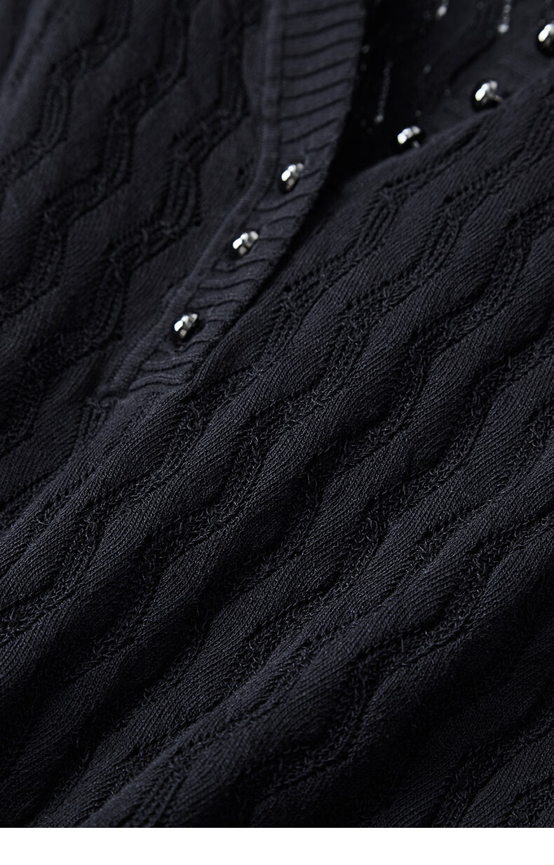 Yanyu Black Slim Fit Knit Top Women 2026 Summer High-End Vintage Style Short Sleeve Half-Open Collar Shirt Black S 26