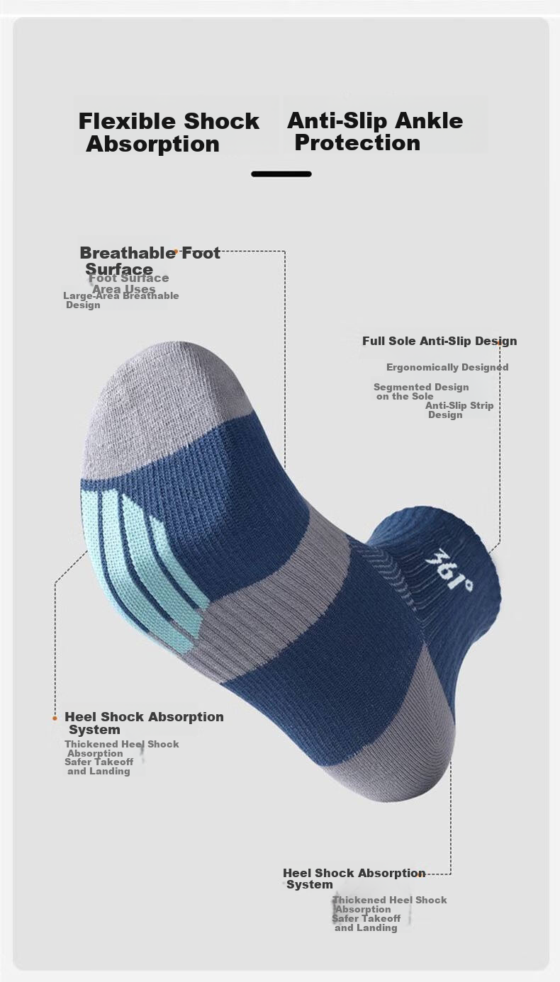 361° Men's Summer Sweat-Absorbing Odor-Resistant Mid-Calf Running Outdoor Sports Socks Mixed Colors [6 Pairs, One Size] 5