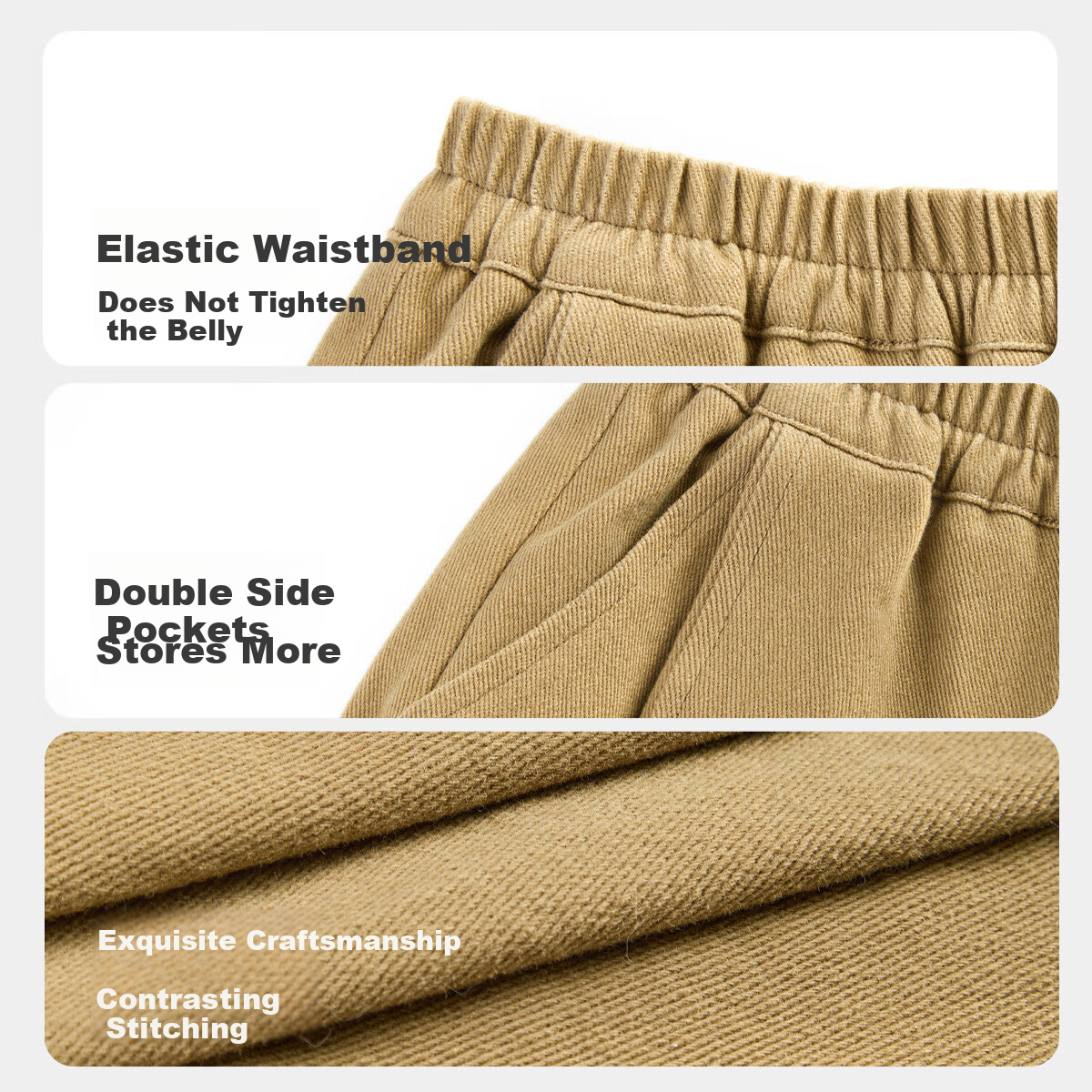 ASK JUNIOR Kids Pants Spring Toddler Solid Color Sports Pants Boys Brushed Casual Skin-friendly Long Pants Dark Khaki Size 90 9