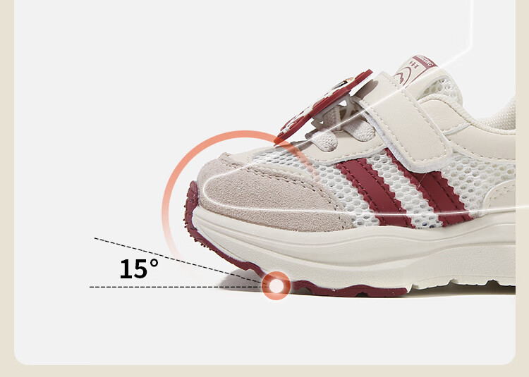 ThomBaker Kids Toddler Walking Shoes Baby Sports Mesh Cartoon Soft Sole Spring Summer Girls Shoes Red Bear Pendant Size 19 1