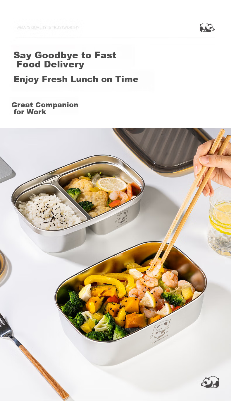 Newair 316 Stainless Steel Microwaveable Food-Grade Divided Lunch Box for Students and Office Workers 8