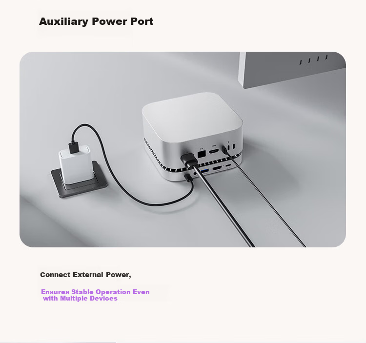 MOVE SPEED 4TB Portable SSD (PSSD) for Mac mini M4 Dock Expansion Drive 40G Transfer External SSD Hard Drive with Cooling USB Dock 12