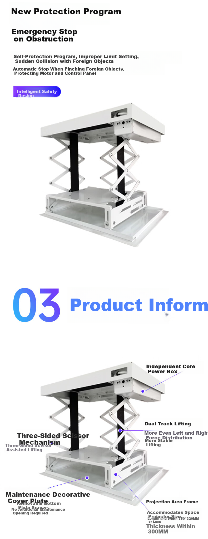 IN&VI XXH-700 Ultra-Thin Electric Motorized Projector Ceiling Mount 70CM Travel Remote Control Compatible with XGIMI, Dangbei, and JmGO Home Projectors 5