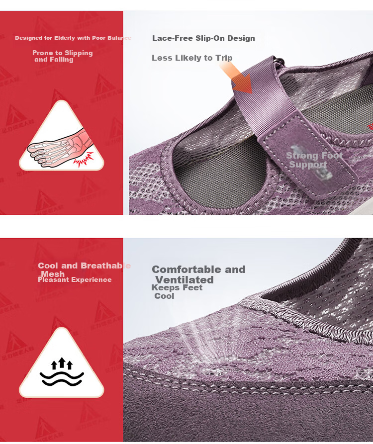 Zulijian Authentic Elderly Shoes Autumn New Breathable Lace Mom Shoes Non-slip Casual Slip-on Women's Shoes with Strap 5