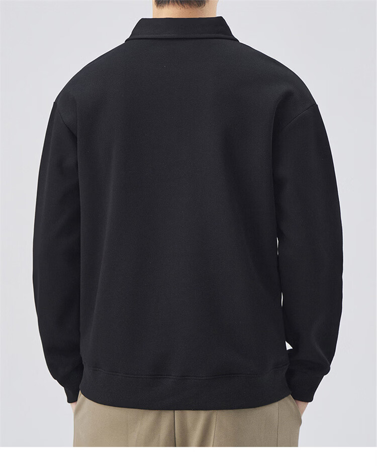 MARK FAIRWHALE Men's Sweatshirt Spring and Autumn Loose Casual Long Sleeve T-Shirt Men's Polo Collar Jacket Gray Green 3XL 9