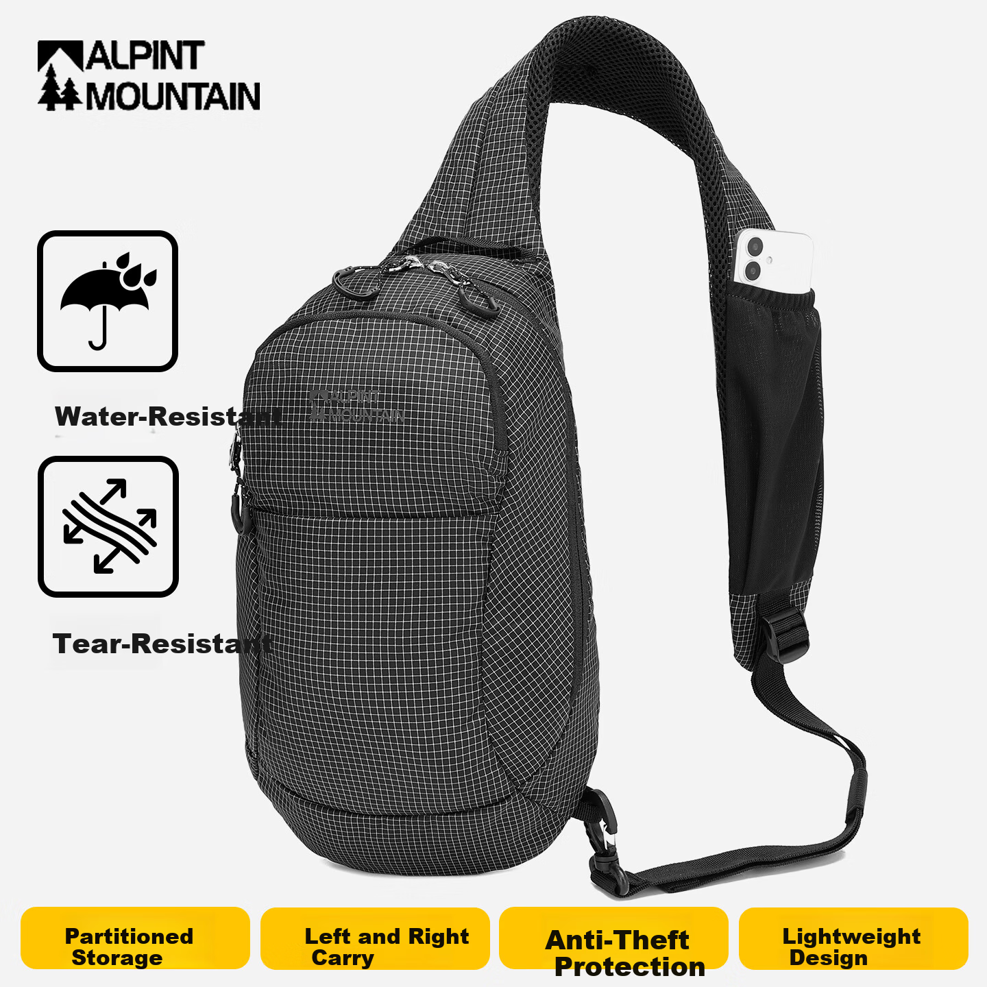 ALPINT MOUNTAIN Outdoor Trendy Crossbody Bag Chest Bag Shoulder Bag Small Backpack Large Capacity Casual Travel Cycling