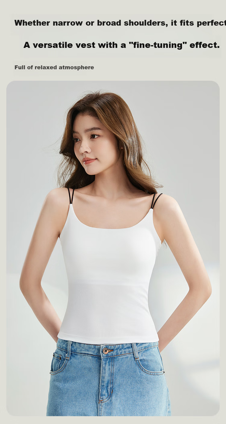 MiiOW Cool Ice Silk Women's Spring Summer Modal Camisole Vest Bra-Free Back Beauty Innerwear White M 3