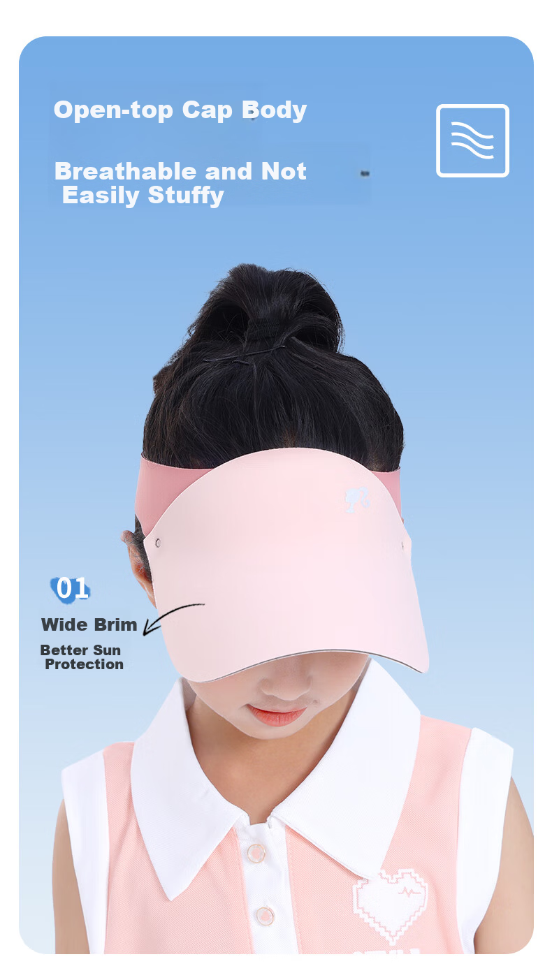 Barbie Children's Summer Sun Hat Baby Sunshade Hat Girls Anti-UV Korean Style Seamless Lightweight Hat 4