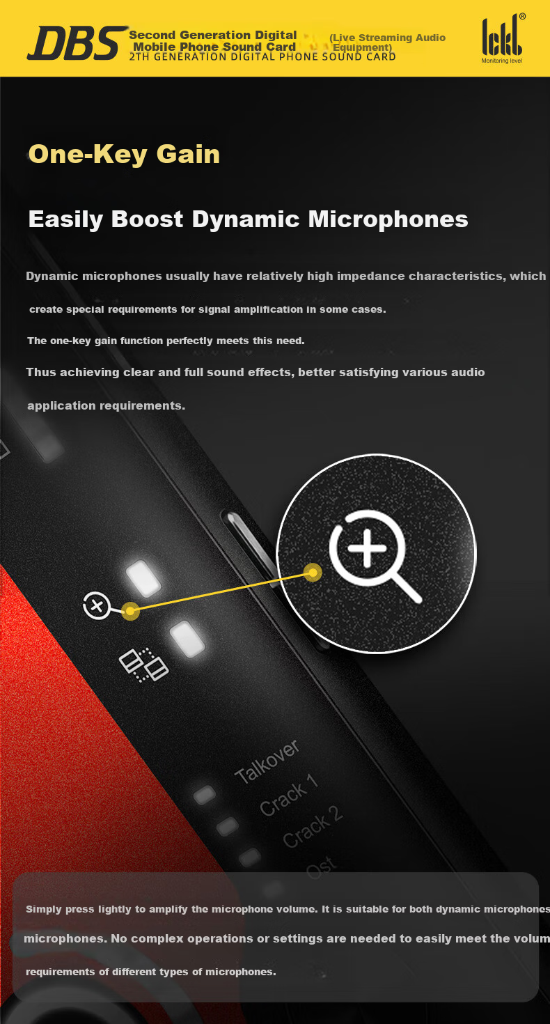 Ickb DBS Sound Card 2nd Generation Kit Mobile Live Streaming Computer Douyin Kuaishou Universal Host Singing KTV Recording Live Streaming Equipment Complete Set Red Condenser Microphone 7