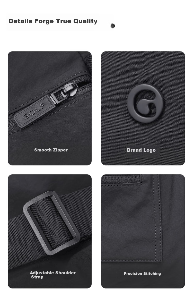 GOLF Men's Casual Single Shoulder Bag Lightweight Water-Resistant Crossbody Bag for Men and Women, Phone and iPad Holder, Cycling and Fitness Bag 30