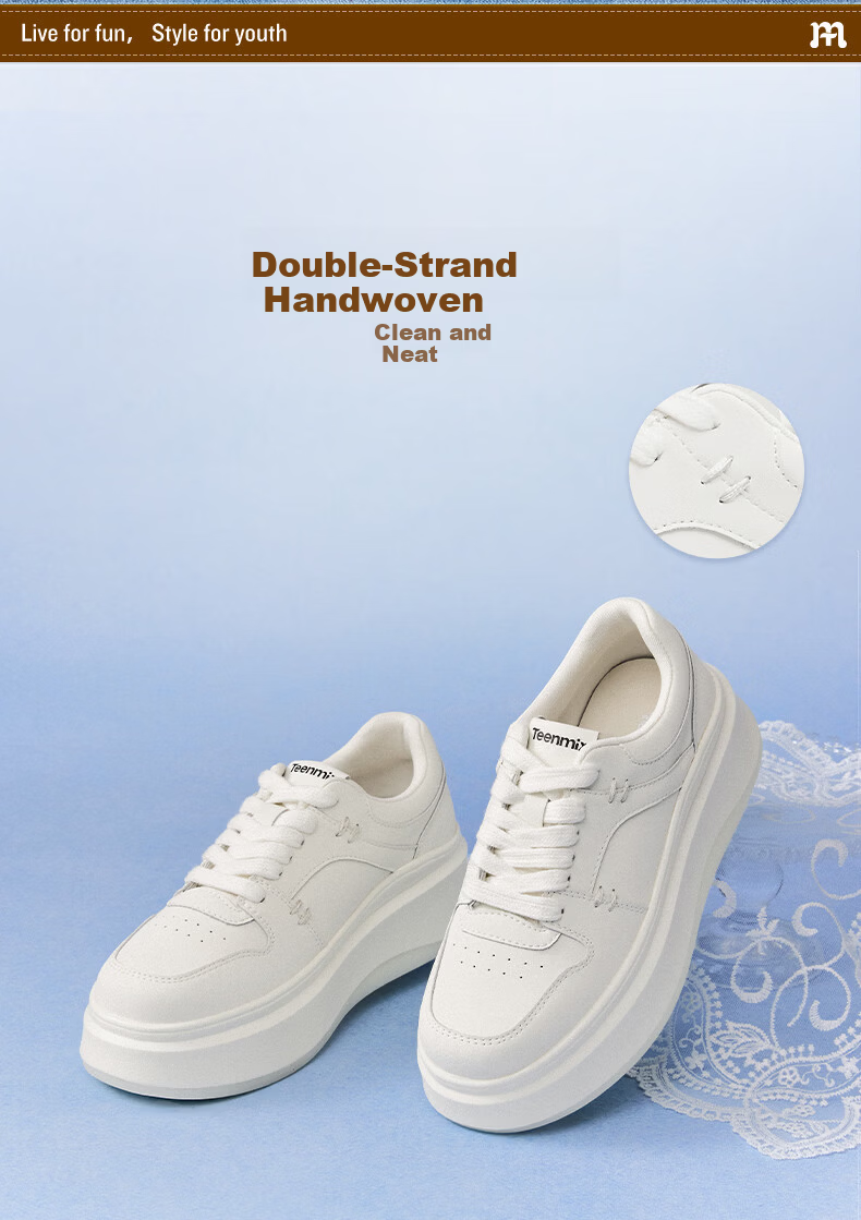 TEENMIX Women's White Casual Shoes Thick Sole Sneakers 2026 Spring New Mall Edition 6