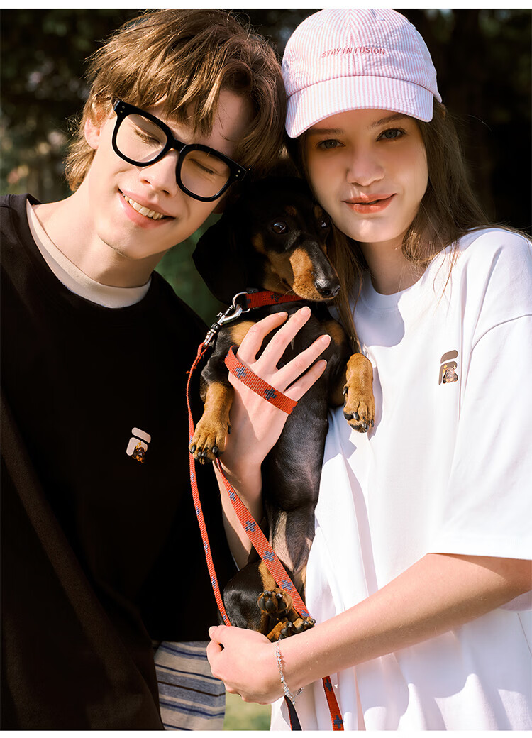 FILA FUSION Trendy Couple Short Sleeve T-Shirt 26 Summer Cute Pet Cool Loose Half Sleeve Top 3