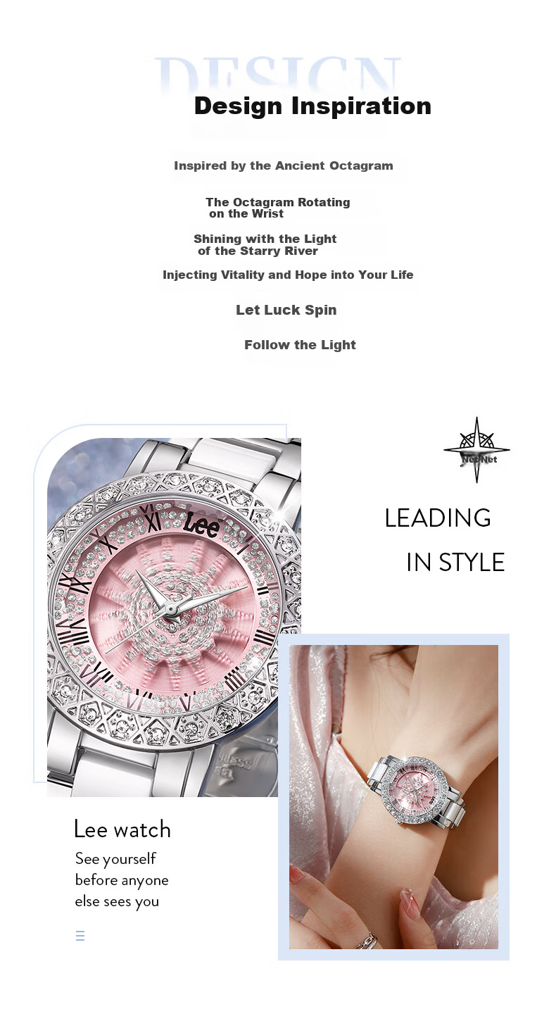 Lee Women's Watch Simple Luxury Student Small Niche High-End Feel Gift for Women Birthday Women's Day F534 Pink 2
