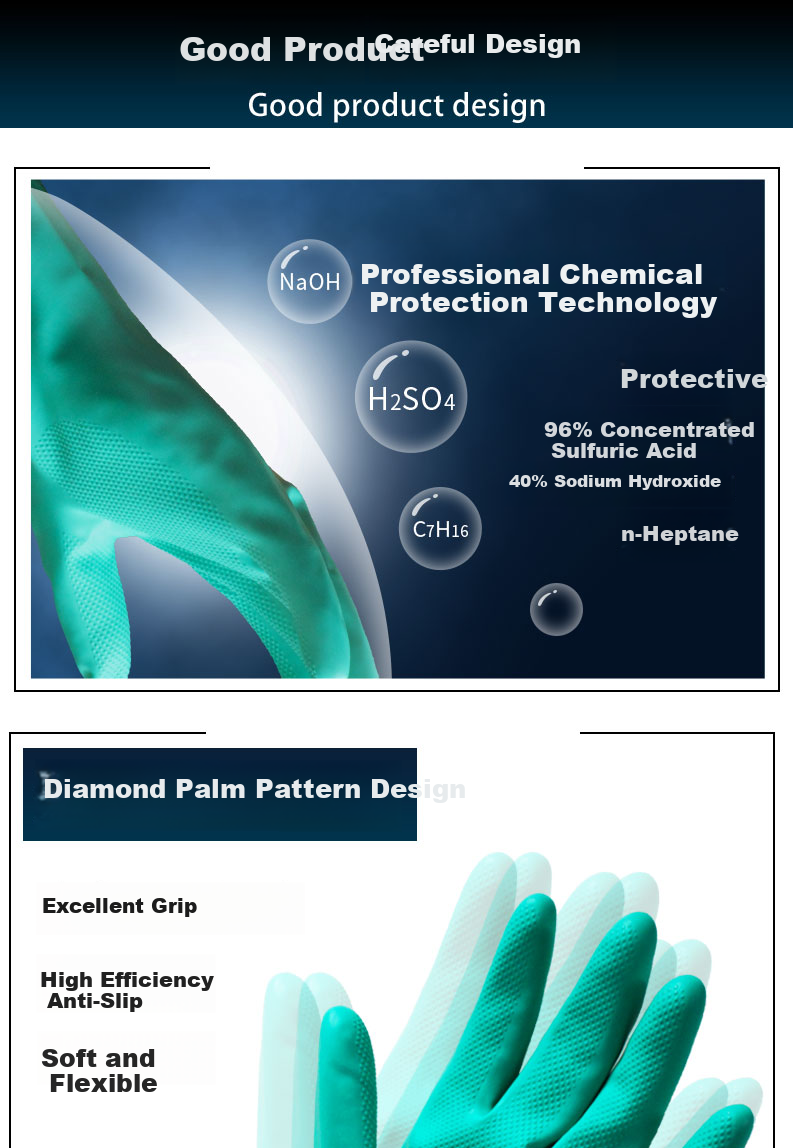Ansell Acid and Alkali Resistant Solvent Chemical Protective Gloves Oil-Resistant Industrial Labor Safety Nitrile Rubber Gloves 37-676 (3 Pairs) Size 8/M 5