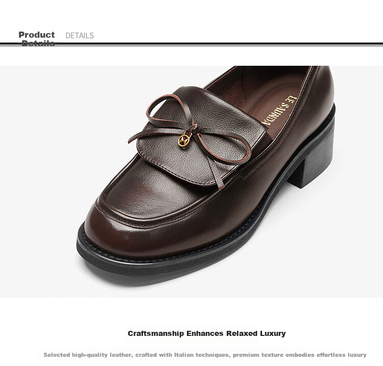 Le Saunda 2026 Spring New Genuine Leather Chunky Heel Black Commuter Loafers Women's Shoes 42901 Midnight Black BKK 35 4