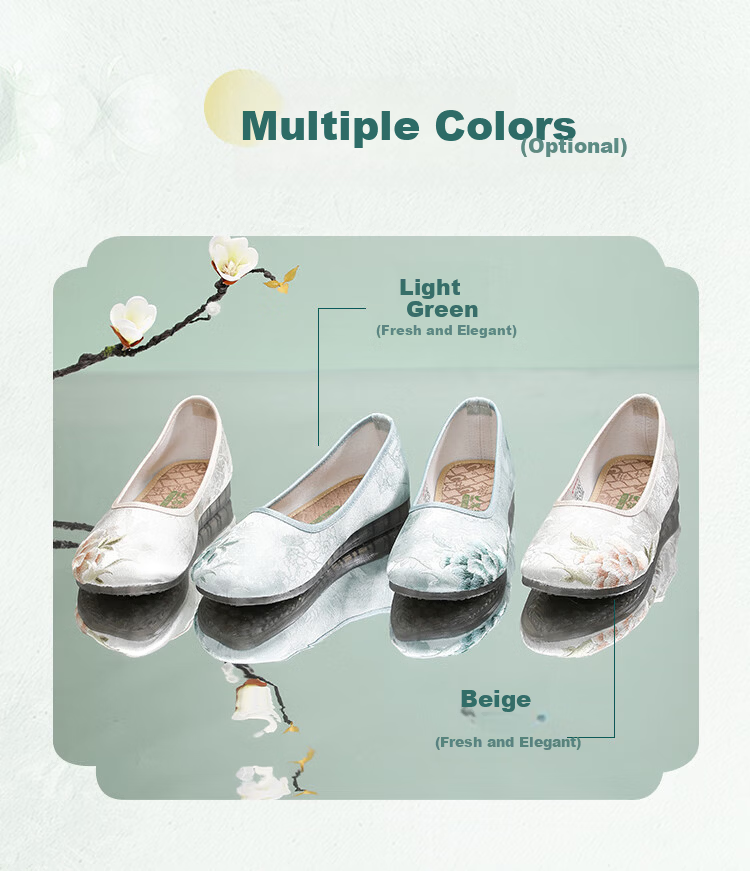 Taiheyuan Old Beijing Cloth Shoes Spring Summer Women's National Style Embroidered Elegant Soft Comfortable Non-Slip Flats Middle-Aged and Elderly Mom Shoes 4